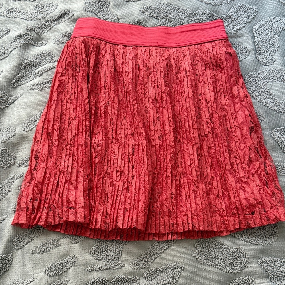 Forever 21 Red Lace Pleated Skater Skirt